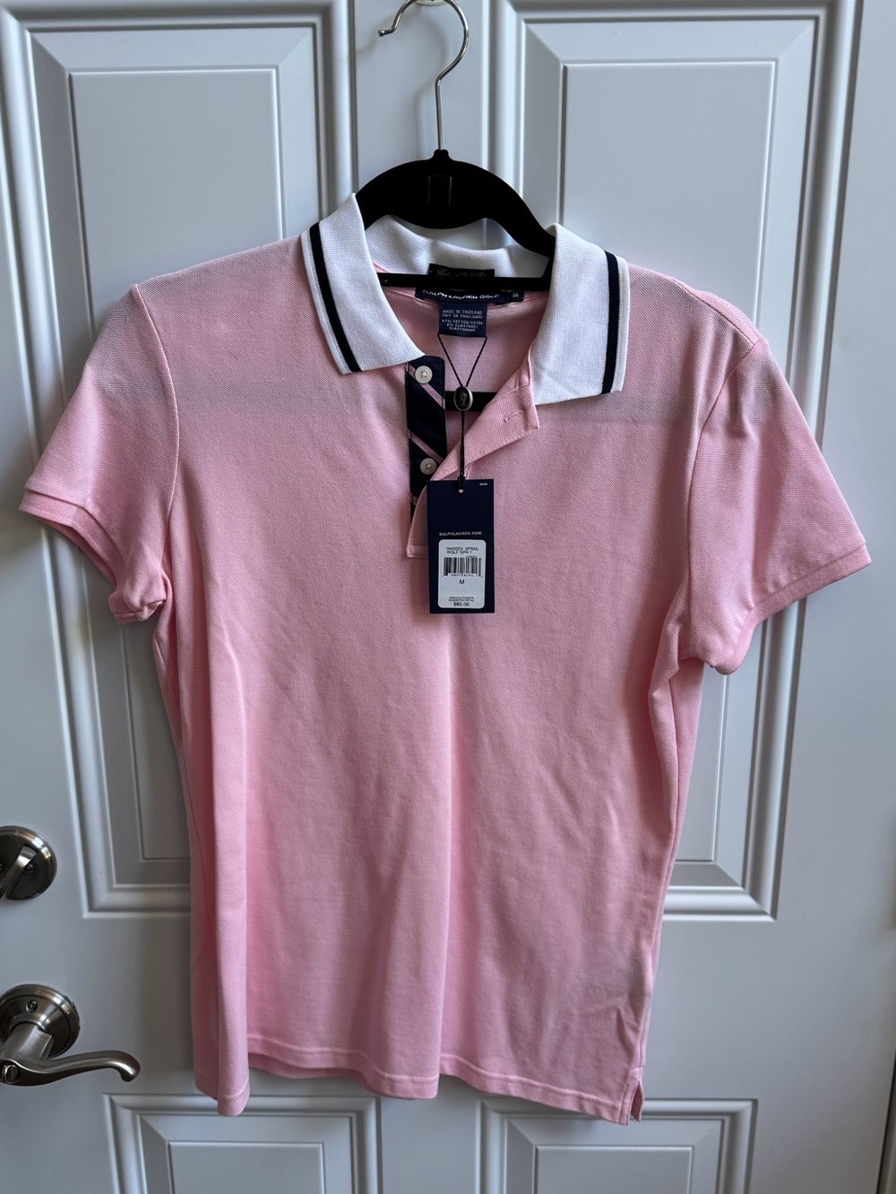 NWT Ralph Lauren Golf Pink Polo with White and Navy Trim